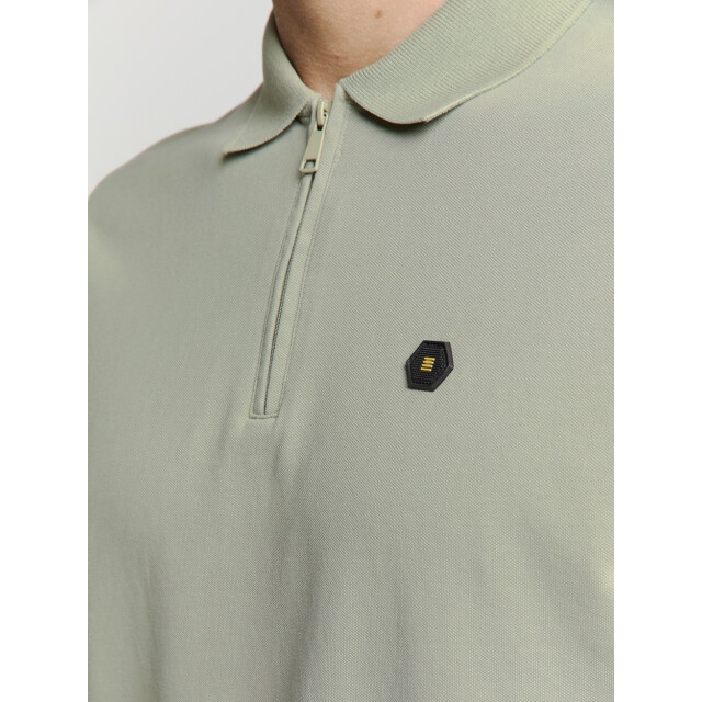No Excess Polo zip pique garment dyed olijf 5369.22.0009 large
