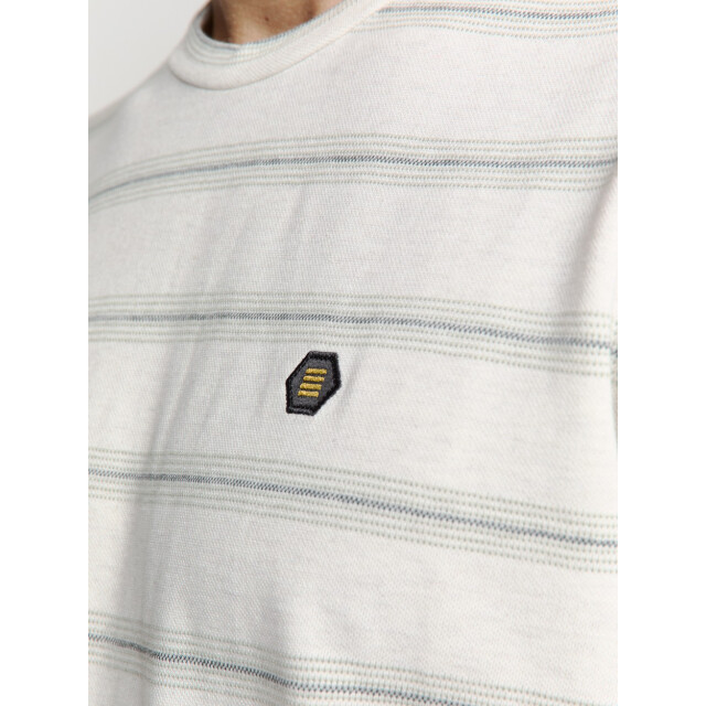 No Excess T-shirt crewneck jacquard stripe ecru dessin 5339.08.0006 large