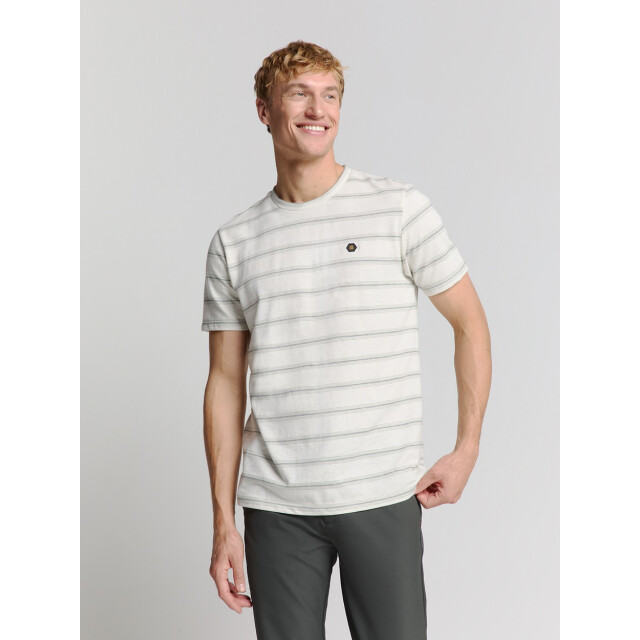 No Excess T-shirt crewneck jacquard stripe ecru dessin 5339.08.0006 large
