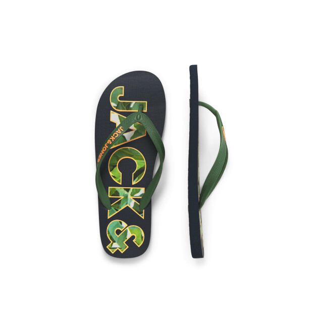 Jack & Jones Heren teenslippers jfwlogo palm print donkerblauw/groen 12230642-Navy Blazer large