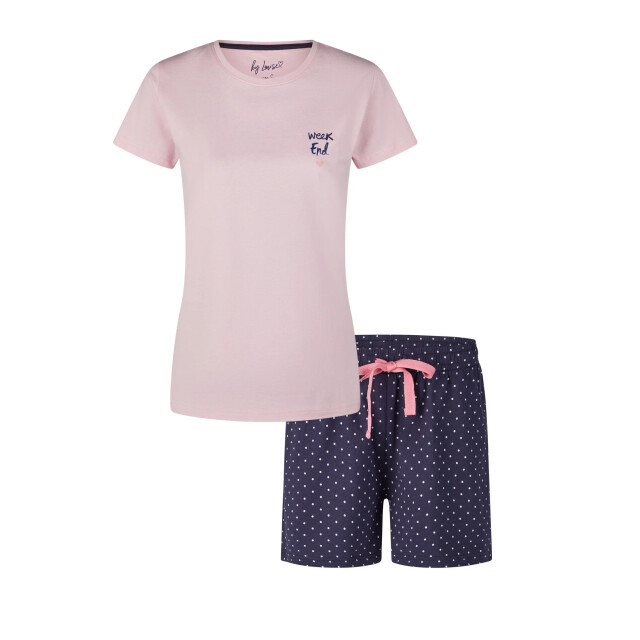 By Louise Dames korte pyjama set shortama roze weekend BL-583-02 large