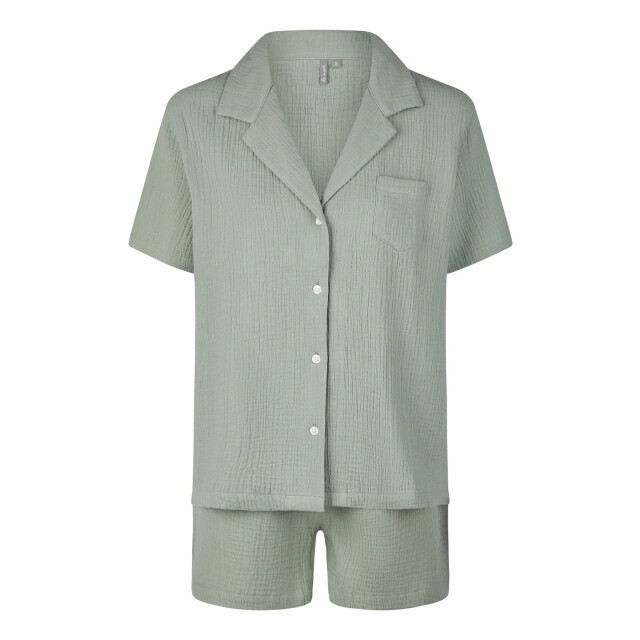 By Louise Dames korte pyjama set mousseline shortama BL-5001-02-Groen large