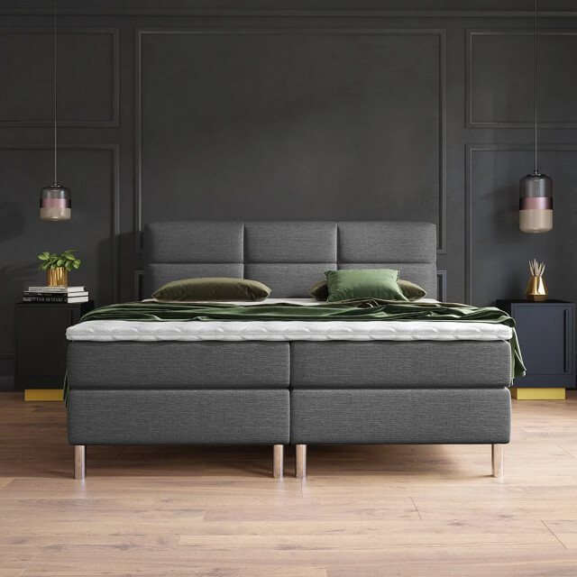 Beddenscout24 Boxspringbed amstel grijs 140x200 inclusief cm matras en topper 3199671 large