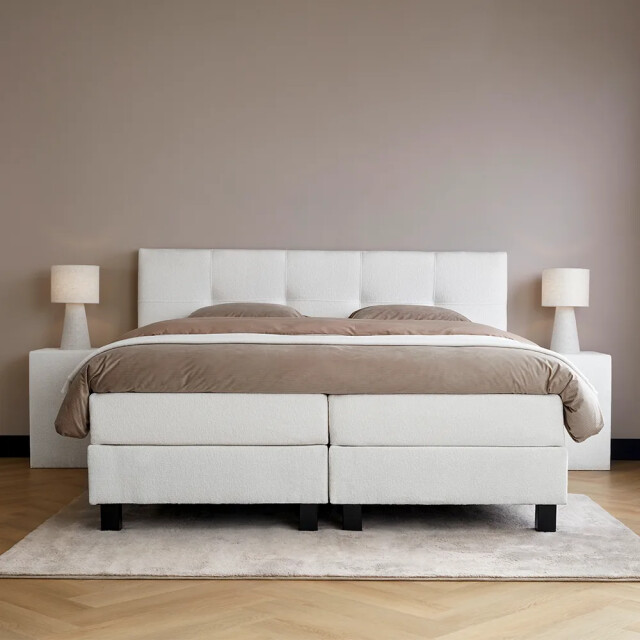 Beddenscout24 Boxspringbed 140x200 cm - grizzly inclusief cm matras en topper 3199443 large