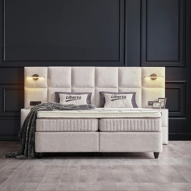Beddenscout24 Boxspring bed met opbergruimte 160x200 cm beige liberta inclusief 19 cm 3199398 large