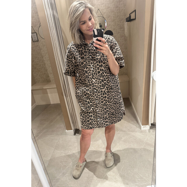 Catwalk Junkie 2502013403 denim dress with leopard pattern 2502013403 Leopard denim dress large