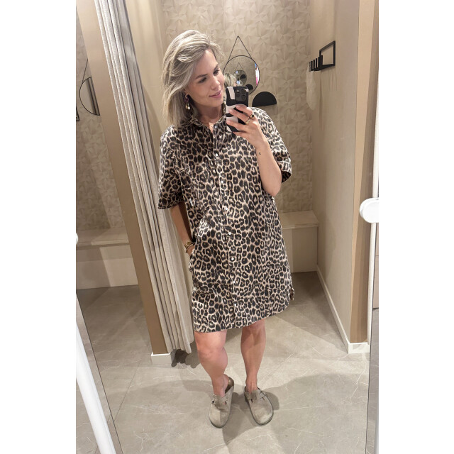 Catwalk Junkie 2502013403 denim dress with leopard pattern 2502013403 Leopard denim dress large