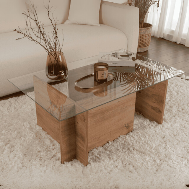 CaliCosy Salontafel met glazen blad l105 cm noah 3046336 large