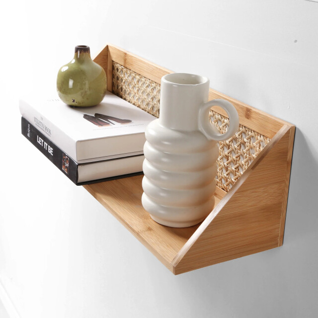 CaliCosy Wandplank van bamboe en natuurlijk rotan 50 cm 3200430 large