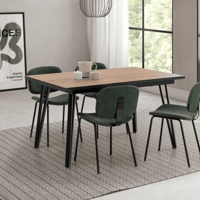 CaliCosy Uitschuifbare tafel van 140 tot 180 cm met zwarte metalen poten cleo 3079549 large