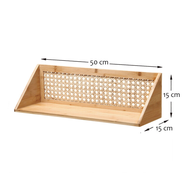 CaliCosy Wandplank van bamboe en natuurlijk rotan 50 cm 3200430 large