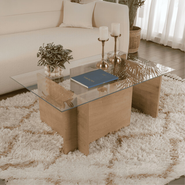 CaliCosy Salontafel met glazen blad l105 cm noah 3046338 large
