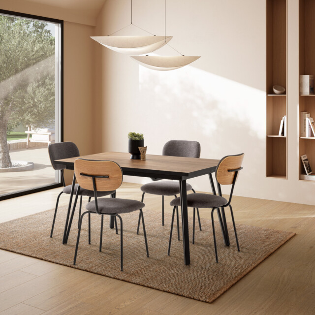 CaliCosy Uitschuifbare tafel van 140 tot 180 cm met zwarte metalen poten cleo 3079549 large