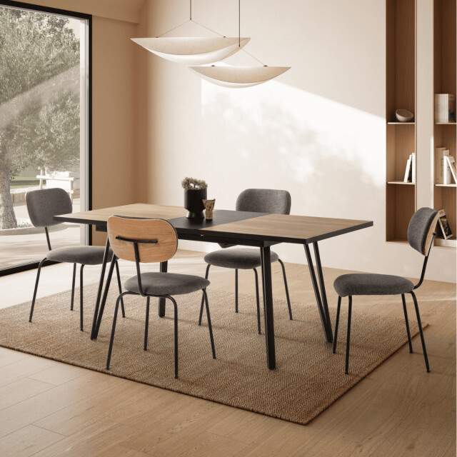 CaliCosy Uitschuifbare tafel van 140 tot 180 cm met zwarte metalen poten cleo 3079549 large