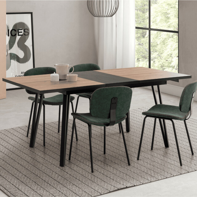 CaliCosy Uitschuifbare tafel van 140 tot 180 cm met zwarte metalen poten cleo 3079549 large