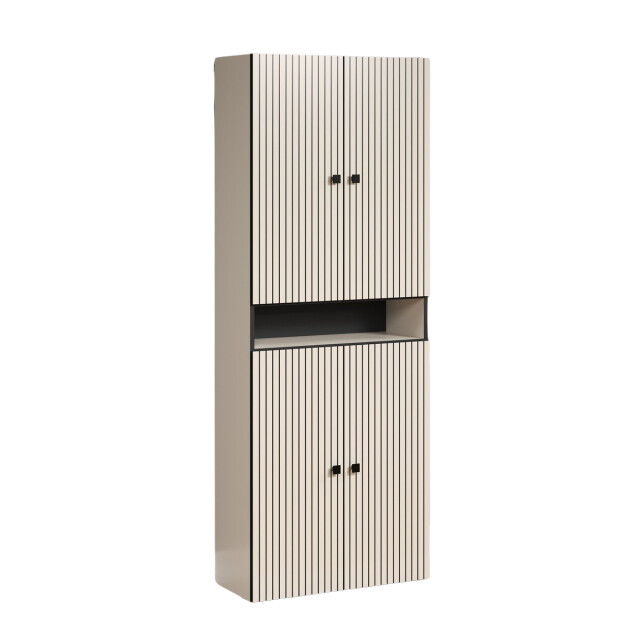 CaliCosy Dubbele geribbelde badkamerkolom met 4 deuren en 1 open vak l70 cm purebliss 3042526 large