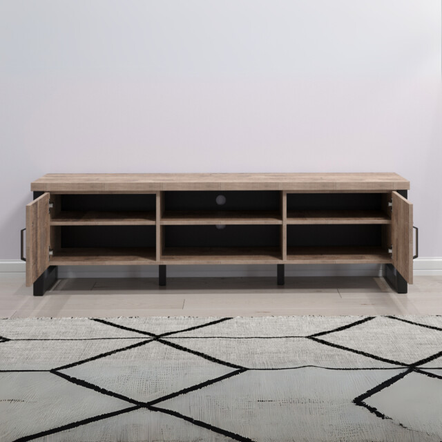 CaliCosy Tv-meubel met 2 deuren, 2 open vakken en 2 kabelopeningen l166 cm emile 3042285 large