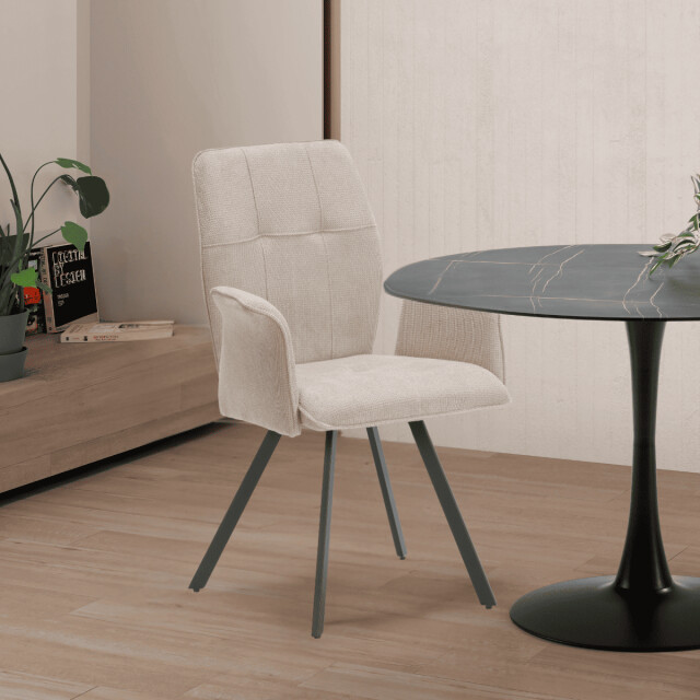 CaliCosy Set van 2 fauteuils in stof met zwarte metalen poten l62 cm mery 3078756 large