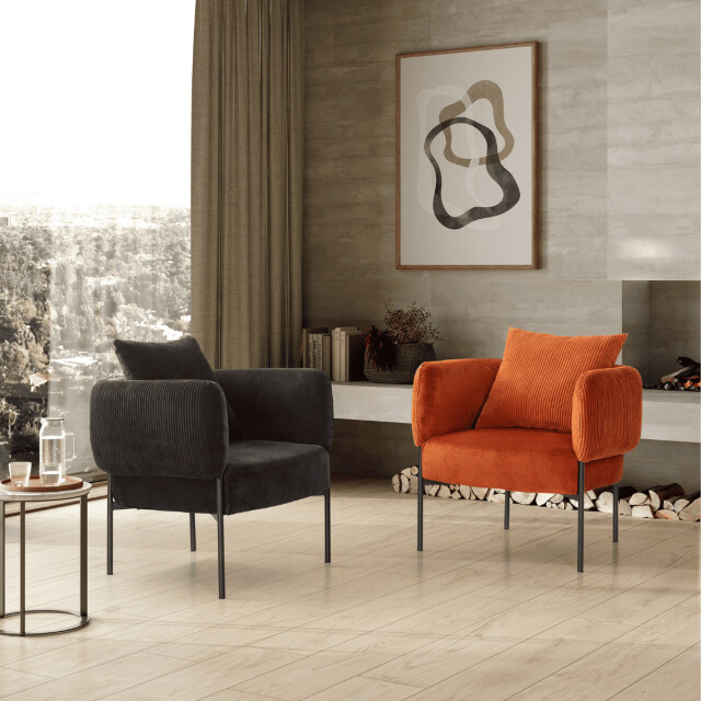 CaliCosy Fauteuil in stof met zwarte metalen poten l73 cm aruni 3078813 large