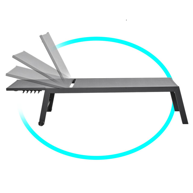 4goodz Aluminium ligbed tuinstoel 5-traps verstelbare rugleuning - 3198229 large