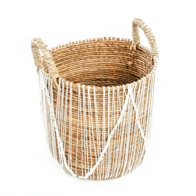 Bazar Bizar Macrame opbergmand naturel wit large JAAD002NW-L large