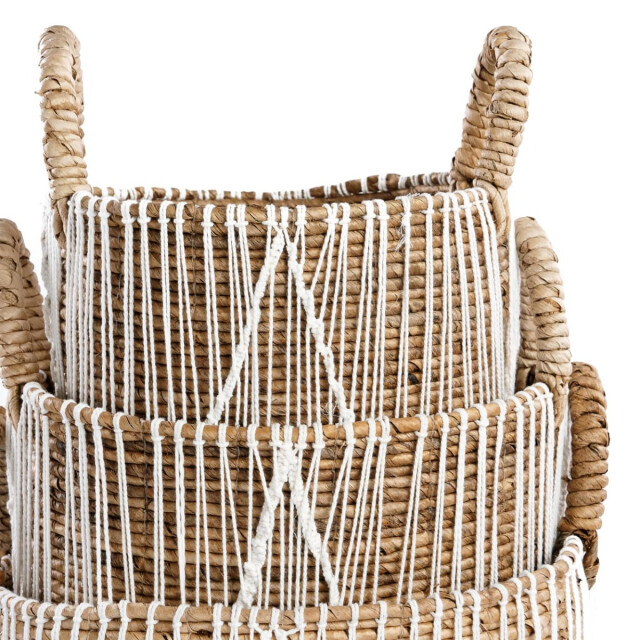 Bazar Bizar Macrame opbergmand naturel wit large JAAD002NW-L large