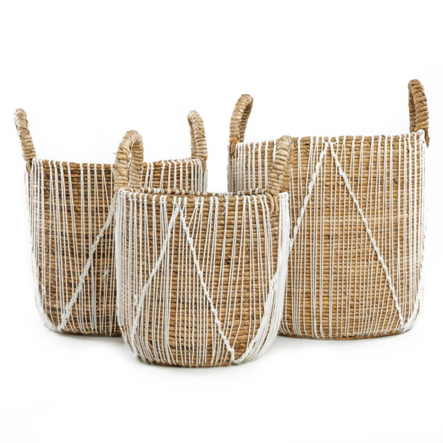 Bazar Bizar Macrame opbergmand naturel wit large JAAD002NW-L large