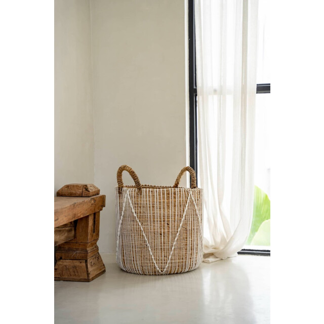 Bazar Bizar Macrame opbergmand naturel wit large JAAD002NW-L large