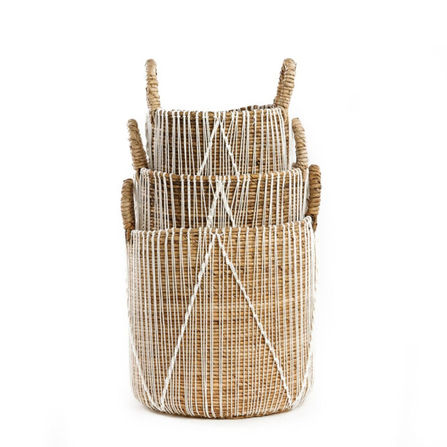 Bazar Bizar Macrame opbergmand naturel wit large JAAD002NW-L large