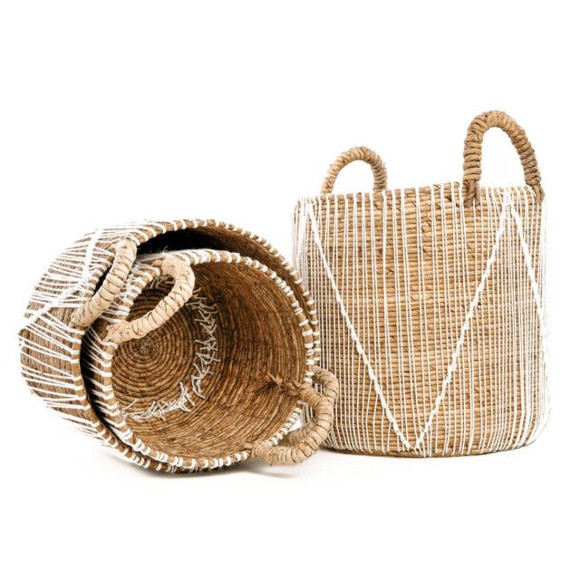 Bazar Bizar Macrame opbergmand naturel wit large JAAD002NW-L large