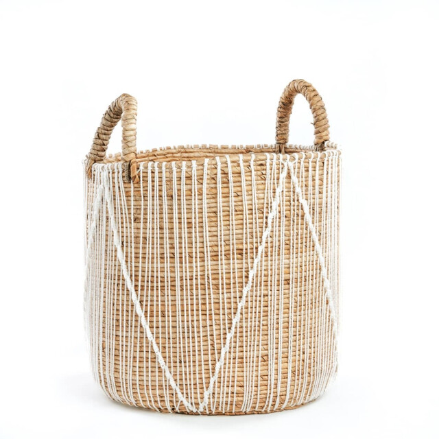 Bazar Bizar Rieten mand naturel wit medium JAAD002NW-M large