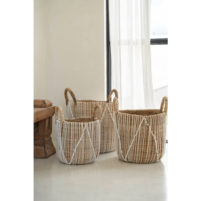 Bazar Bizar Macrame opbergmand naturel wit large JAAD002NW-L large