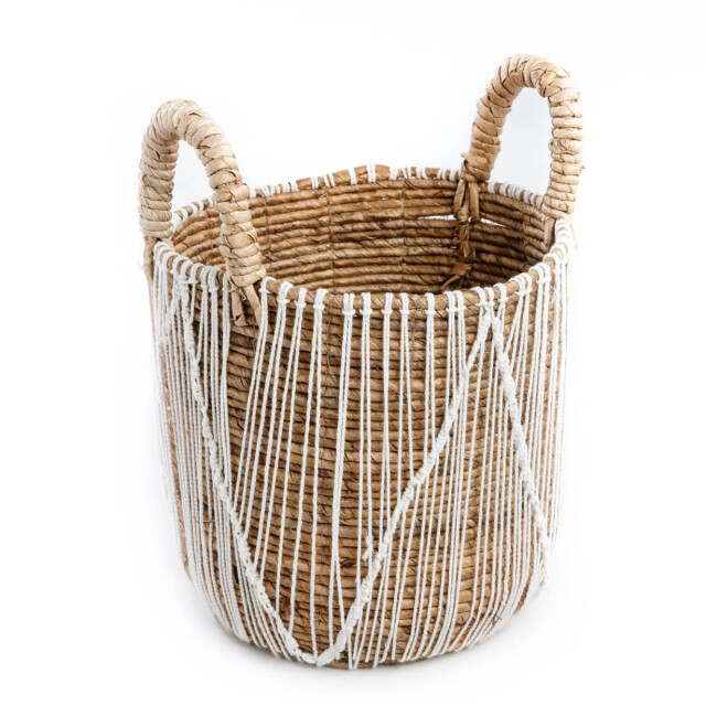 Bazar Bizar Rieten mand naturel wit medium JAAD002NW-M large