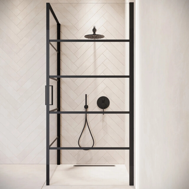 Badplaats Douchecabine alava 80 x 80 x 190 cm zwart met lijnen douchewand 3192181 large