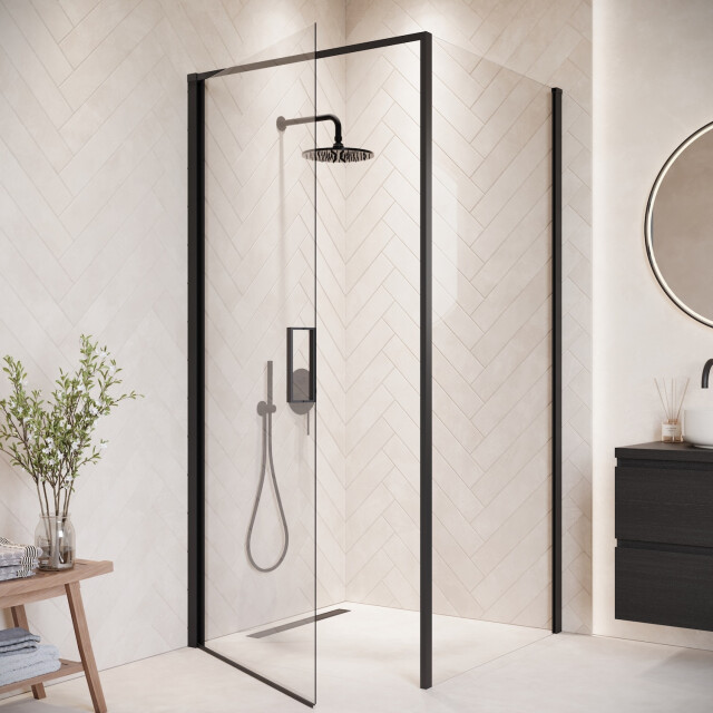 Badplaats Douchecabine alava 80 x 80 x 190 cm zwart douchewand met draaideur 3192179 large