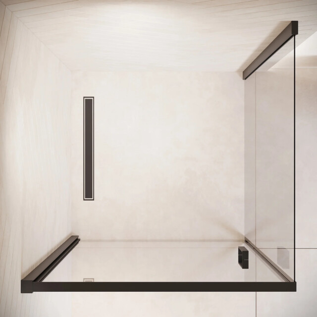 Badplaats Douchecabine alava 80 x 80 x 190 cm zwart douchewand met draaideur 3192179 large