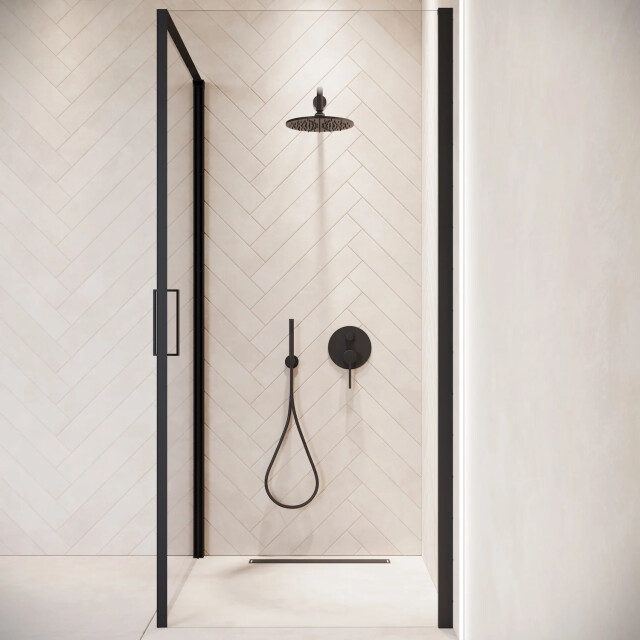 Badplaats Douchecabine alava 80 x 80 x 190 cm zwart douchewand met draaideur 3192179 large
