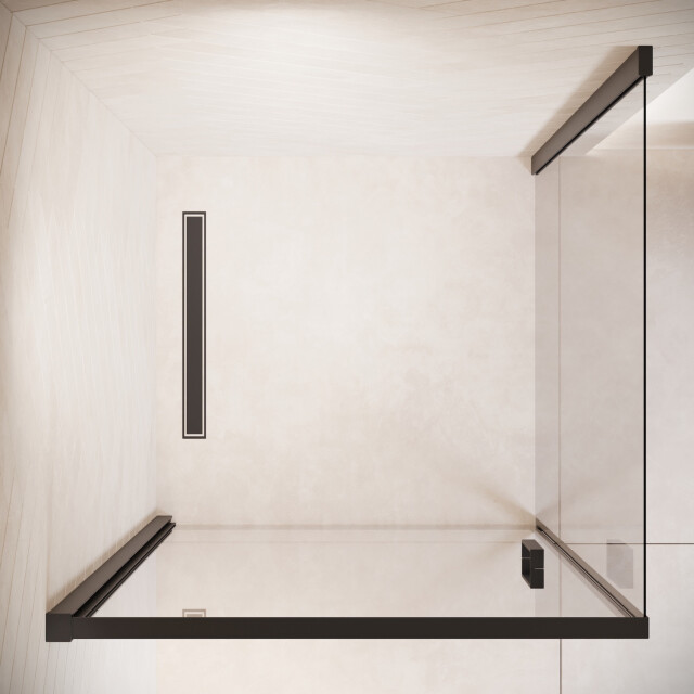 Badplaats Douchecabine alava 90 x 90 x 190cm zwart douchewand met draaideur 3181595 large