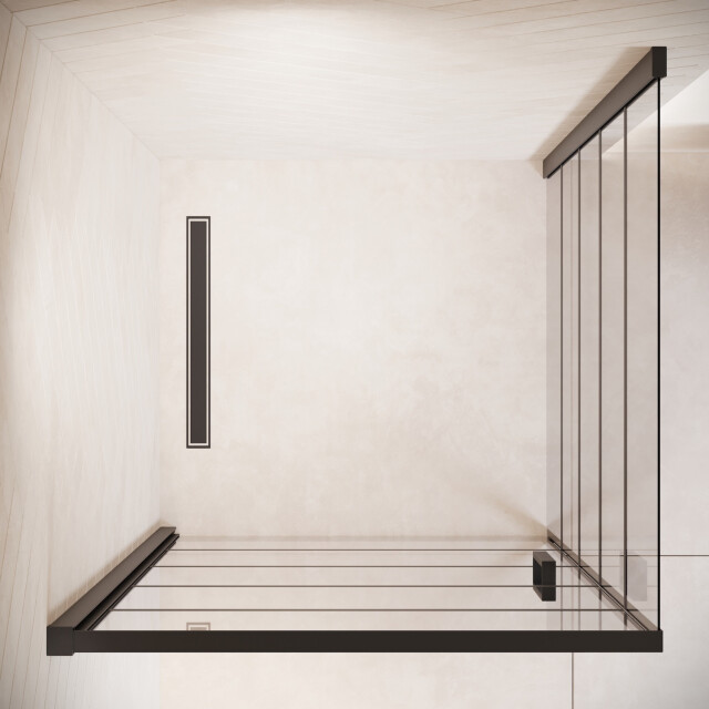 Badplaats Douchecabine alava 80 x 80 x 190 cm zwart met lijnen douchewand 3192181 large