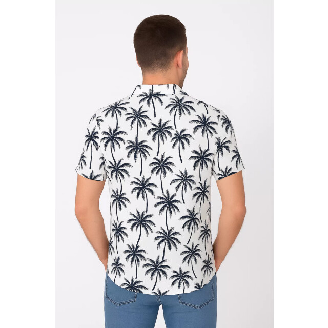 Frivilin heren italiaans overhemd korte mouw palmprint open kraag BM1135O-15 large