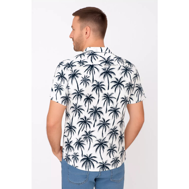 Frivilin heren italiaans overhemd korte mouw palmprint open kraag BM1135O-15 large