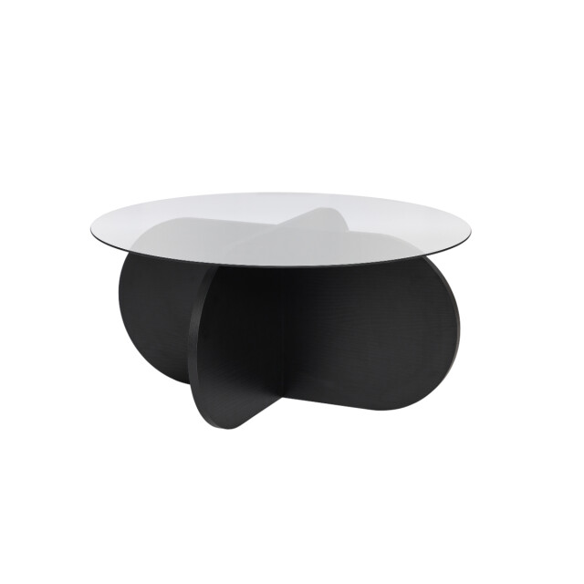 CaliCosy Salontafel met gekruiste poten en blad van gerookt glas Ø75 cm aeris 3196983 large