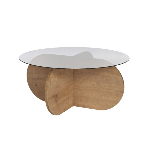 CaliCosy Salontafel met gekruiste poten en blad van gerookt glas Ø75 cm aeris 3196982 large