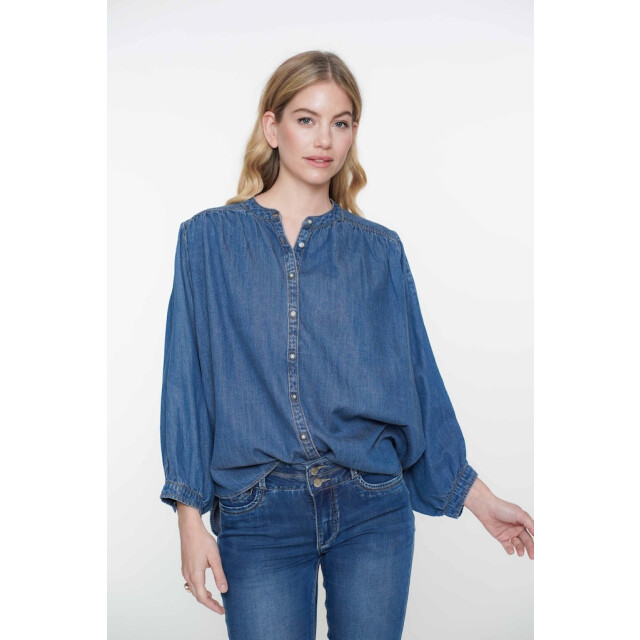 Geisha blouse wide lyocell 53013-10 827 mid blue 06615.264.0029 large