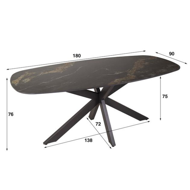 Hoyz eetkamertafel spider deens ovaal 180 ceramic fossil black 3183997 large
