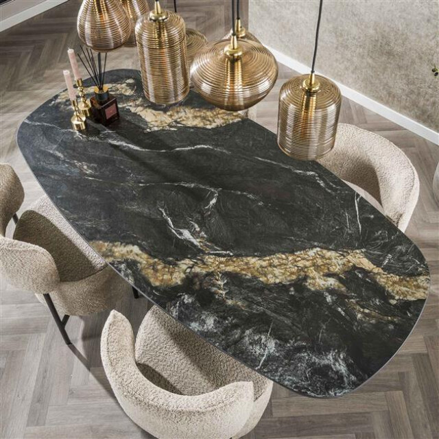 Hoyz eetkamertafel spider deens ovaal 180 ceramic fossil black 3183997 large