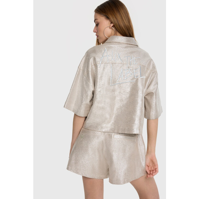 Alix The Label 2506915126 foil cropped blouse 2506915126 foil cropped blouse large