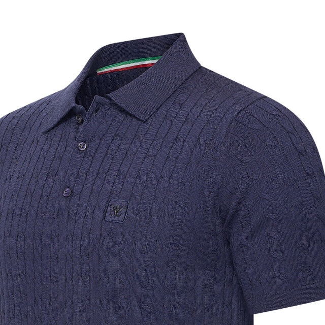 Cappuccino Italia Caorle cable knit polo CAP-CAORLE-NVY-S large
