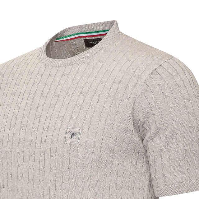 Cappuccino Italia Loreto cable knit tee CAP-LORETO-GRY-S large