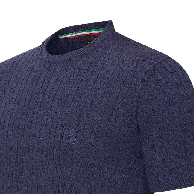 Cappuccino Italia Loreto cable knit tee CAP-LORETO-NVY-S large